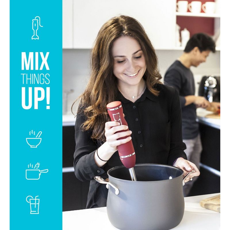 Chefman RJ19-RBR-S-TURQ Immersion 2 Speed Control Powerful Ice Crushing Handmixer/Blender with Stainless Steel Heavy Duty Blades, Turquoise