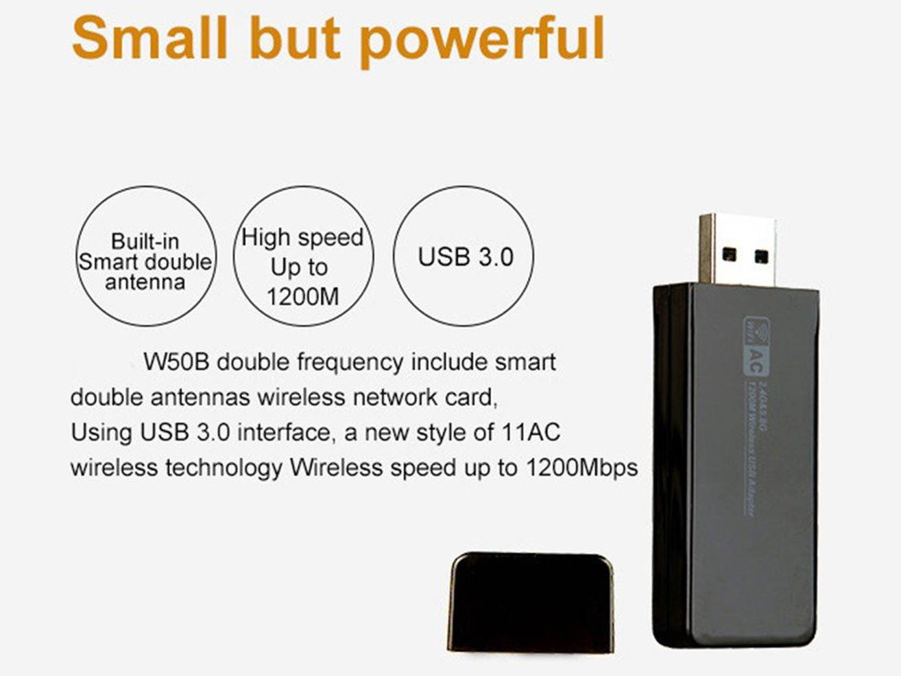 KuWFi USB Wireless WiFi Adapter 11AC 2.4G/5G Dual Band USB3.0 WiFi Adapter 1200Mbps Wireless Network Card Dongle