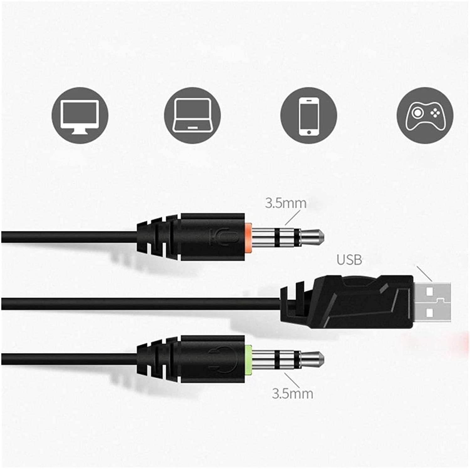 HKJZ SFLRW Gaming Headset with LED Light Stereo Gaming Headphones with Soft Memory Earmuffs & Noise Canceling Mic for Video Game, PC Games