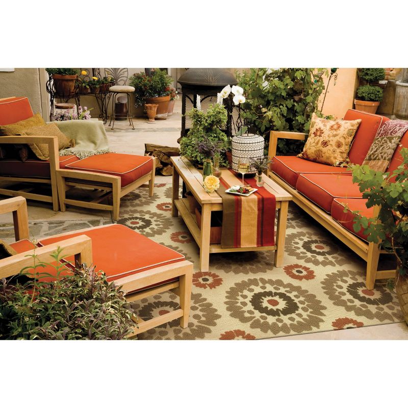 8' x 10' Le Soleil Outdoor Rug Ivory/Terracotta - Linon