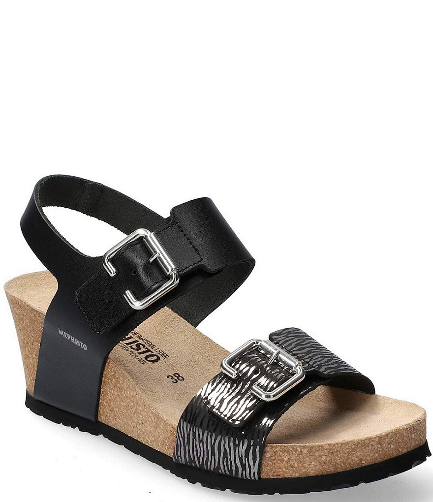 Mephisto Lissandra Leather & Cork Wedge Sandals