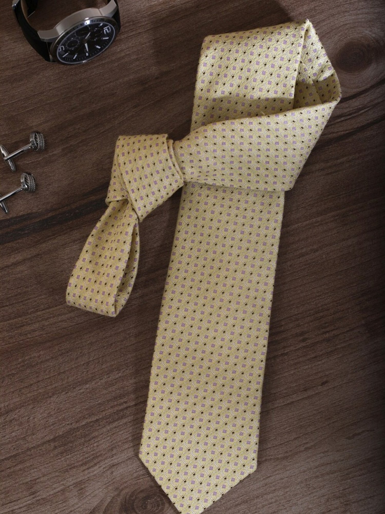 CHOKORE Yellow and Blue Printed Tie