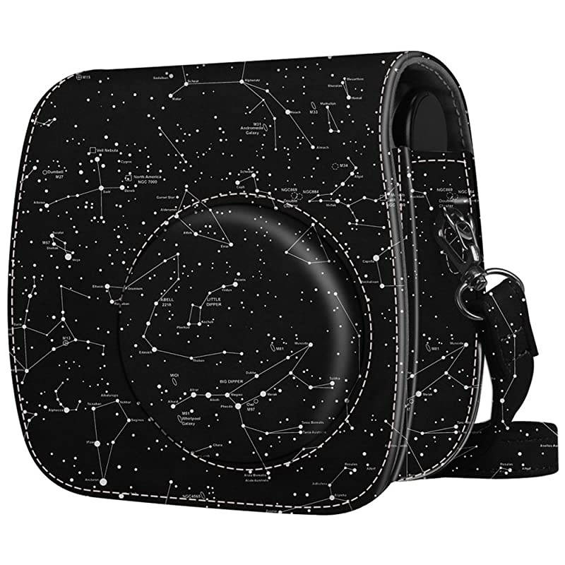 Protective Case Compatible with Polaroid PIC300 Fujifilm Instax Mini 7s Instant Film Camera Premium Vegan Leather Bag Cover with Removable Strap Constellation