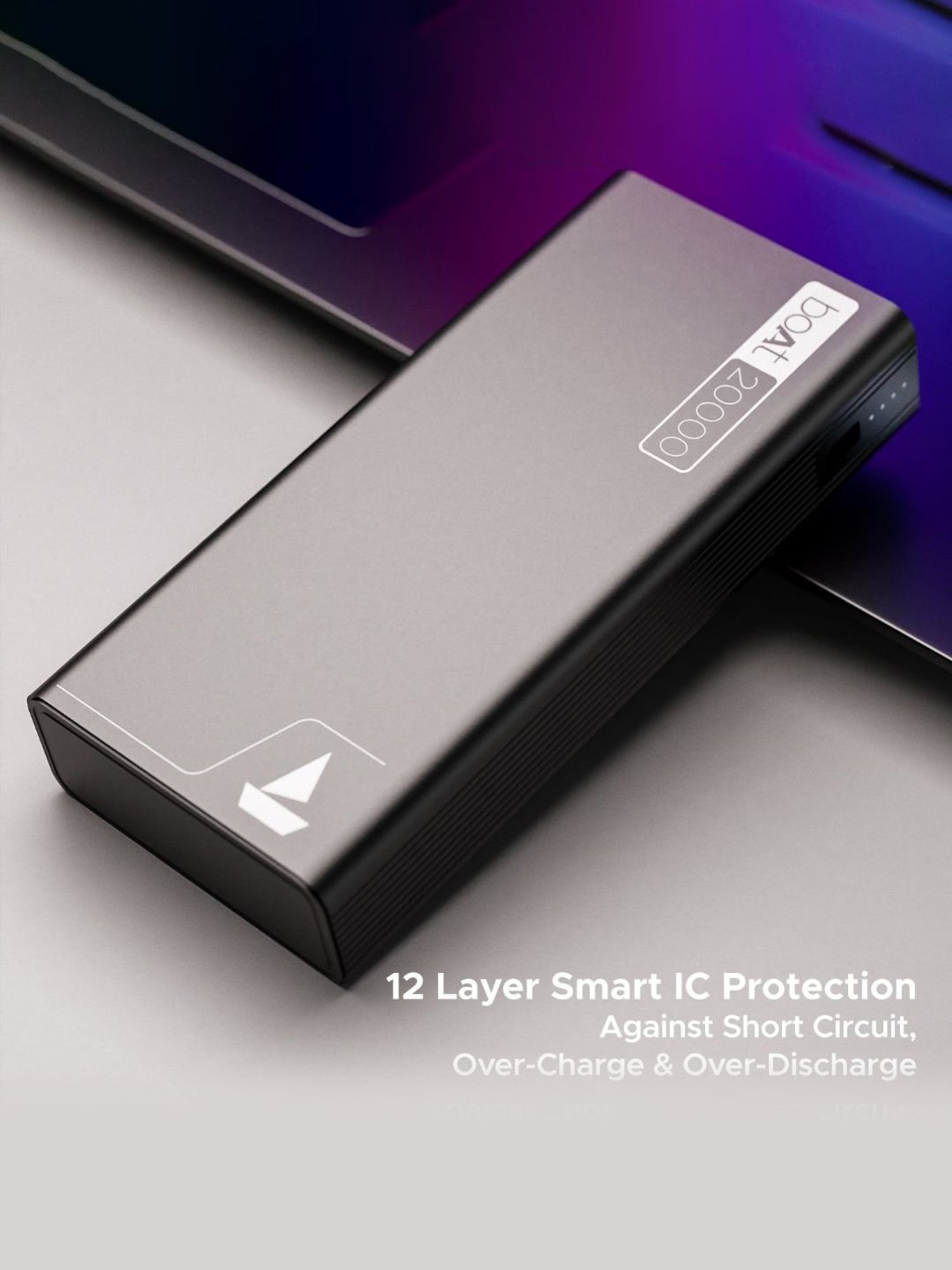 Boat Energyshroom PB400 20000mAh Powerbank with Smart IC Protection, 22.5W Fast Charging (Black)