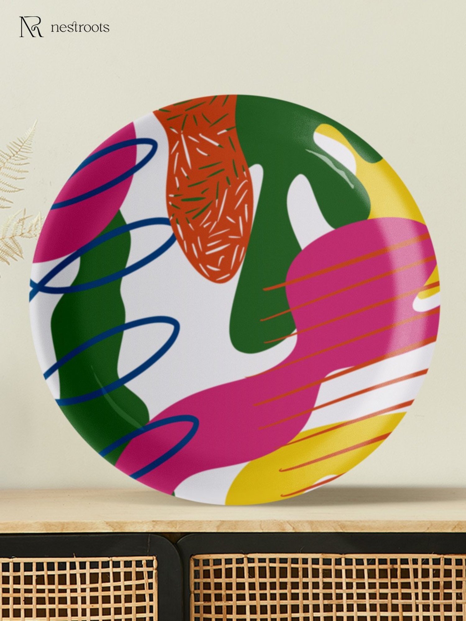 Nestroots Textured Terrain Multicolour Porcelain&iquest;Decorative Wall Plate