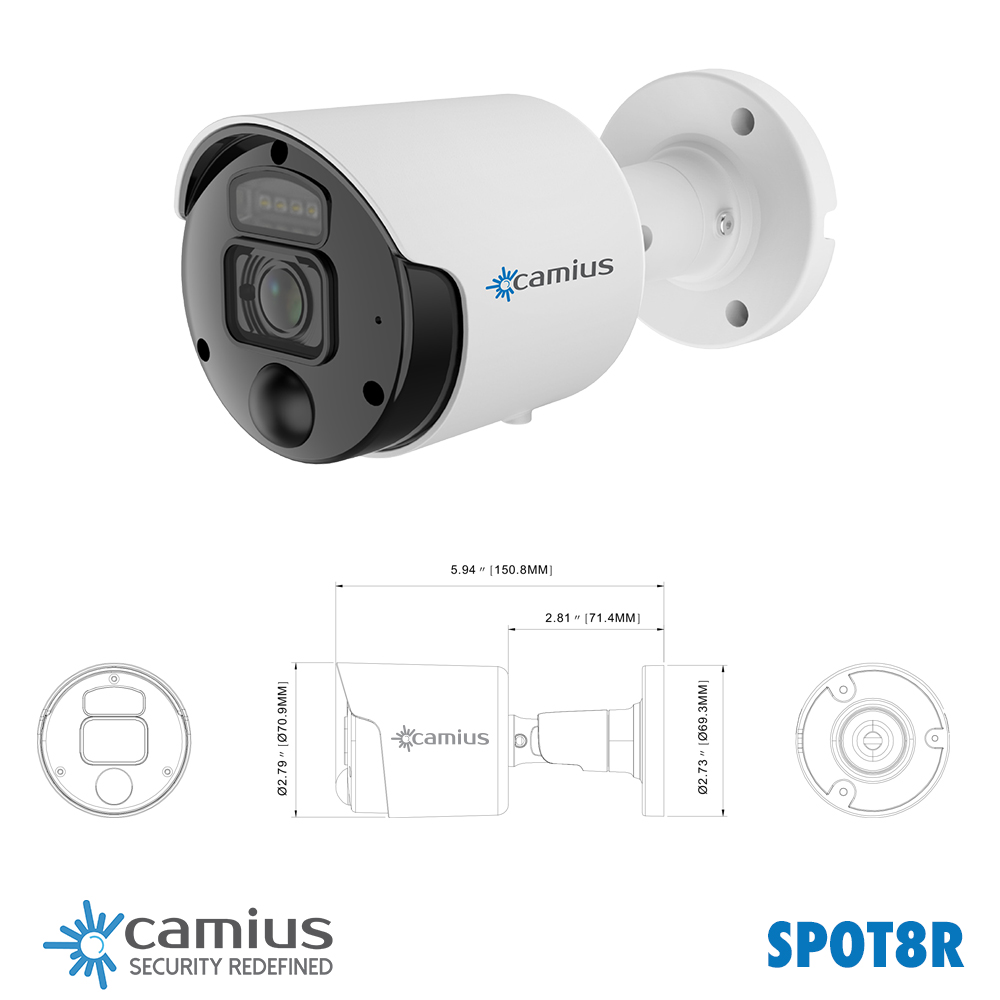 Camius 4K 16 Channel NVR, 12 Camera 8MP PoE Spotlight  Security System with built-in mic, 105 degrees view, PIR, Motion, Sound Detection, Alerts, 2SATA, eSATA, 100ft night vision 16PN12S8R (0 HDD)