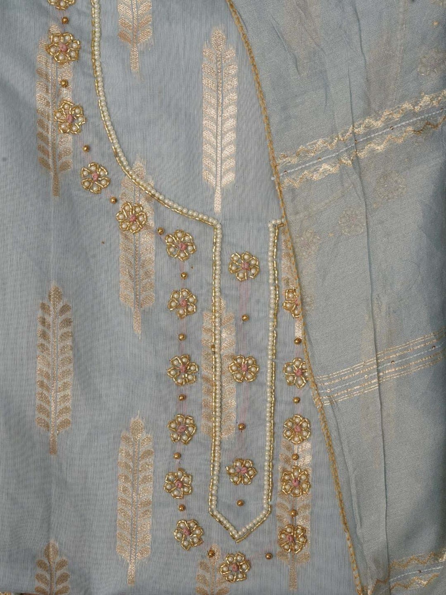 Jaipur Kurti Grey Embellished Unstitched Dress Material