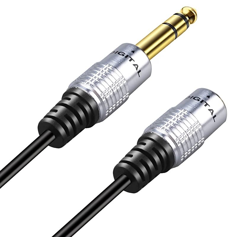 Aluminum 635mm 14 Inch Stereo Plug Male to 35mm Stereo Jack Female Socket Headphone Extension Cable 10ft