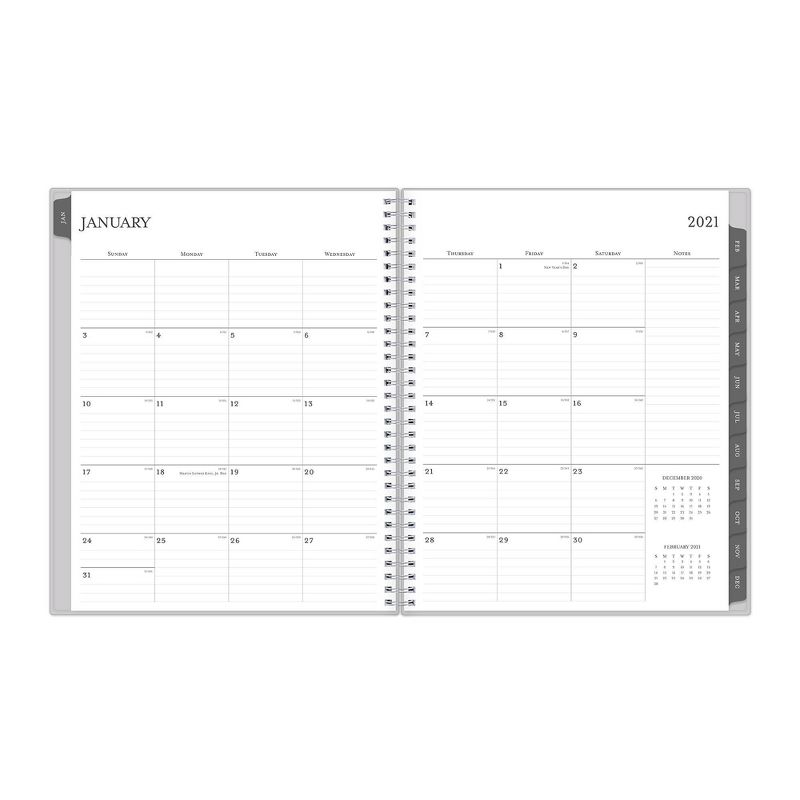 2021 Planner 8.5" x 11" Solid Plastic Cover Weekly/Monthly Wirebound Solid Gray - Blue Sky