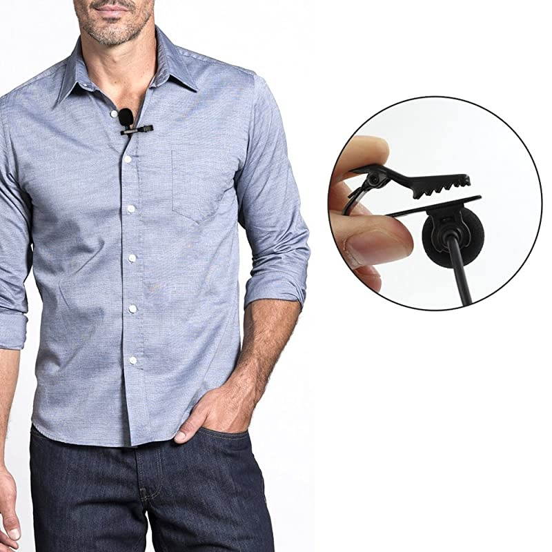 Mini Lavalier Lapel Omnidirectional Condenser Microphone Compatible with iPhone Android Windows Cellphones Clip On Interview Video Voice Podcast Noise Cancelling Mic Blogger Vlogger