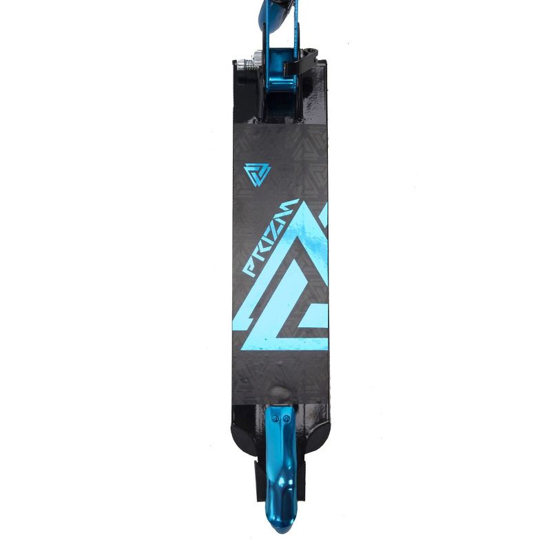 Huffy 28029 100mm Prizm Folding Lightweight Design Inline Scooter with Steel Rear Foot Brake and Adjustable Handlebar for Kids Ages 5 and Over, Blue