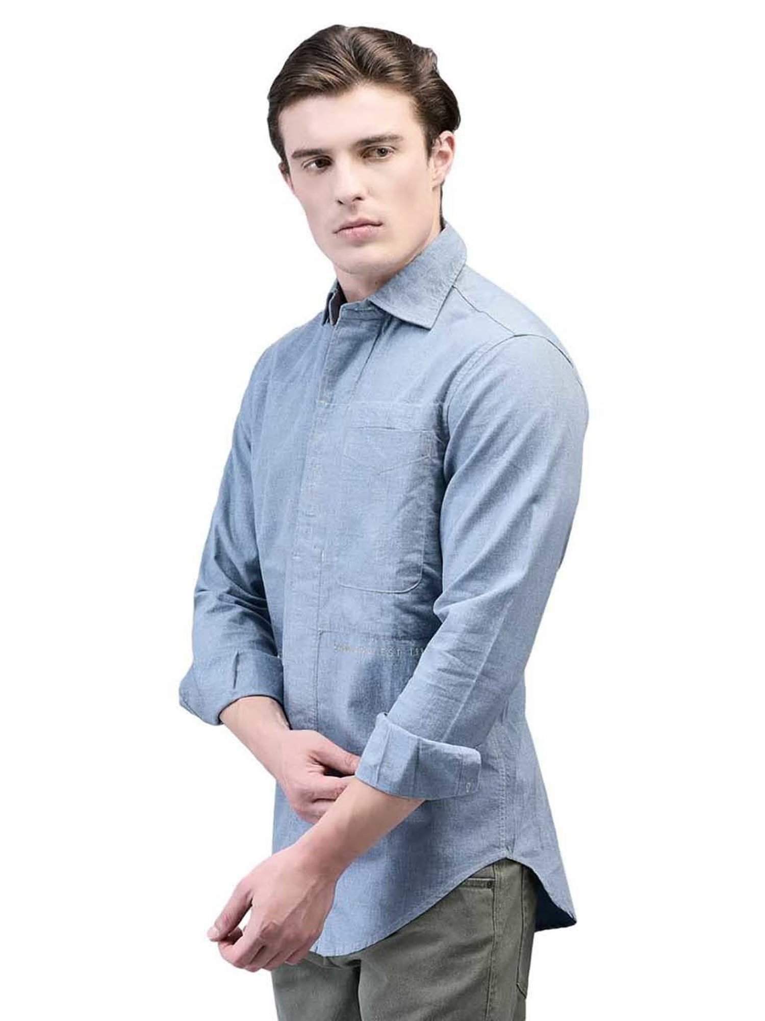 Woodland Blue Regular Fit Cotton Shirt