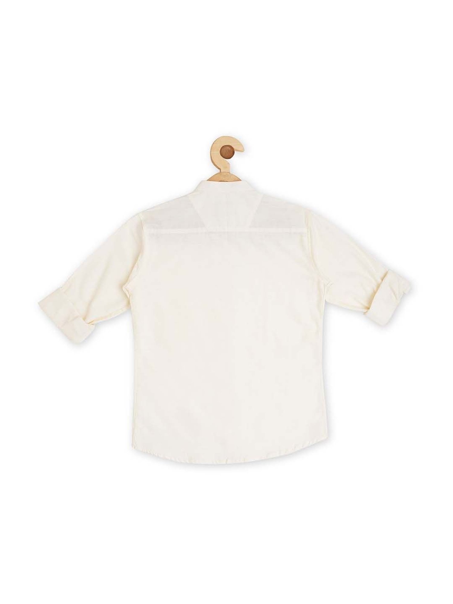 Cavio Kids Peach & White Cotton Embellished Shirt Set