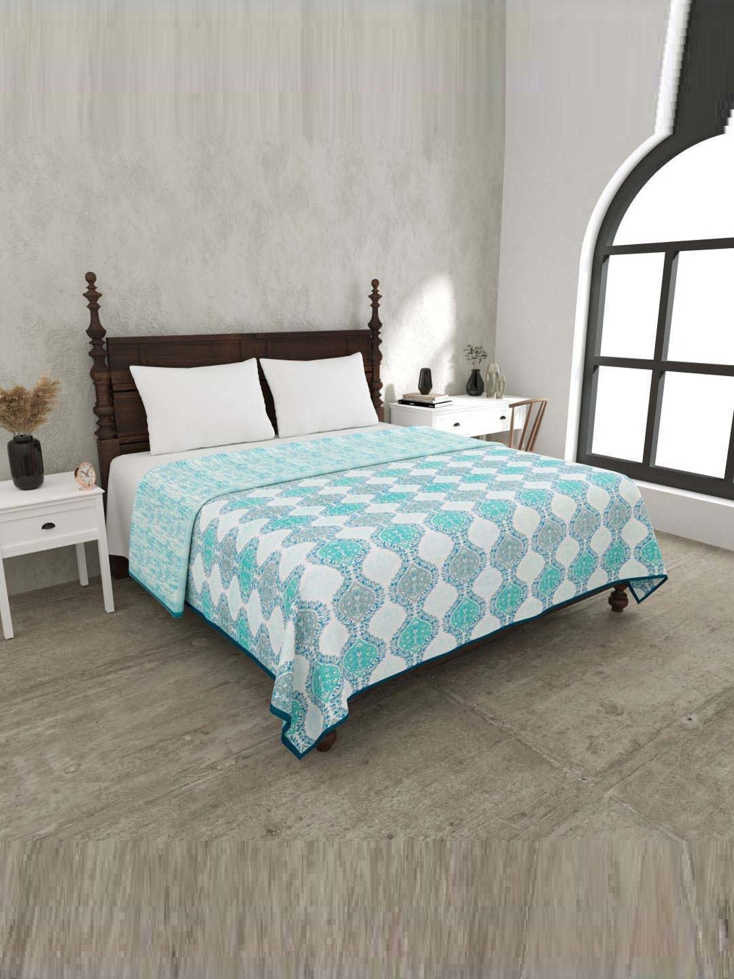 JaipurFabric Ocean Blue Mulmul Cotton 150 GSM Reversible Ac Dohar