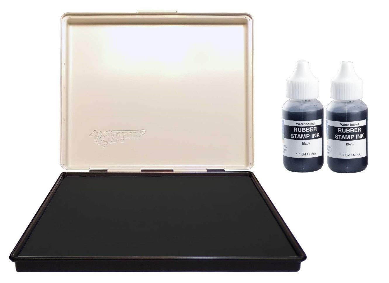 Extra Large 7" x 8" Industrial Rubber Stamp Ink Pad, Black