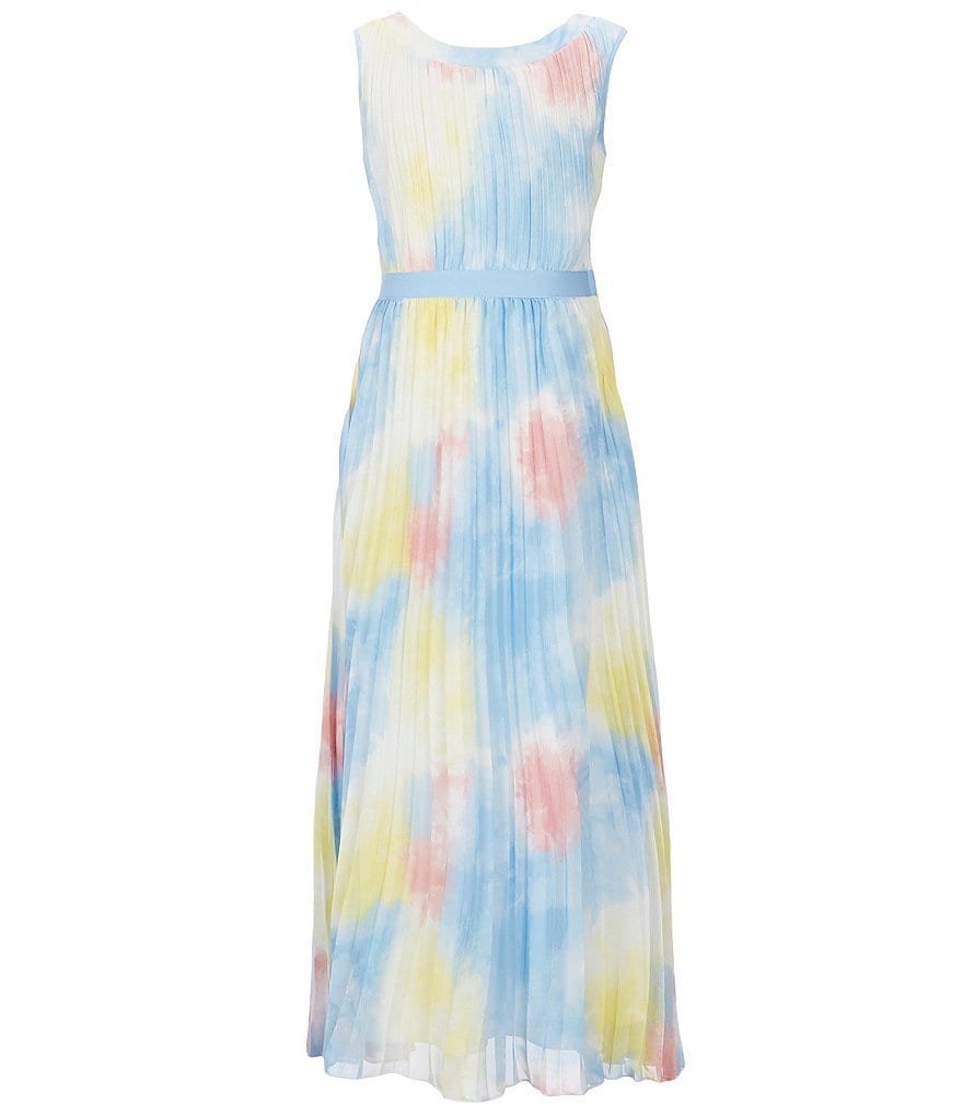 Rare Editions Big Girls 7-16 Tie-Dye Pleated Chiffon Maxi Dress