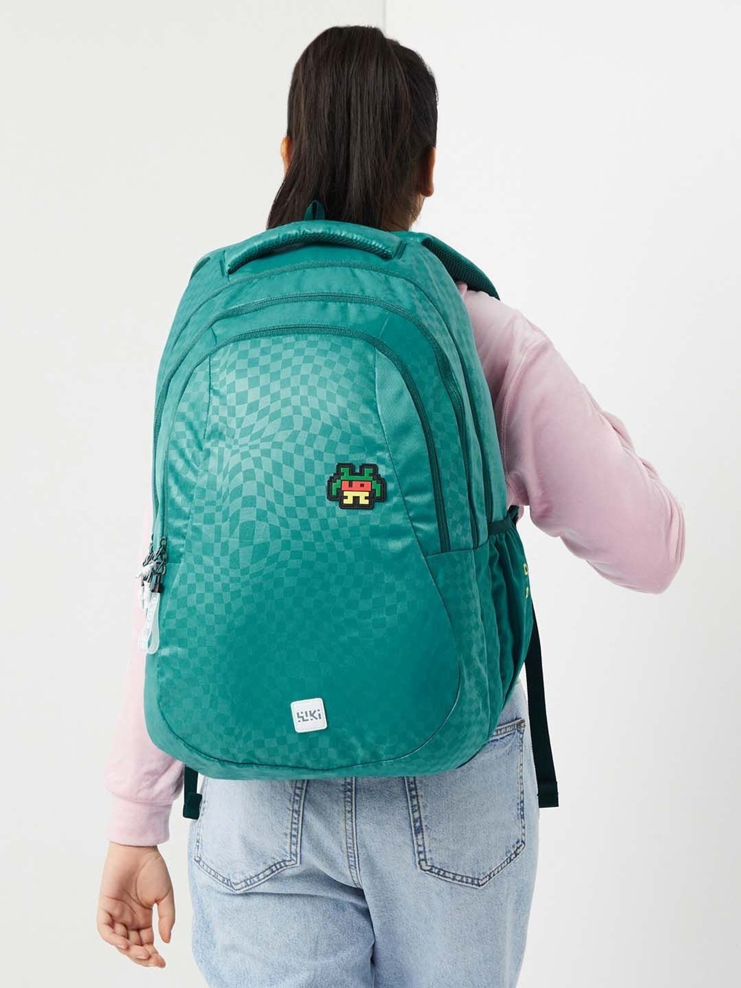 Wiki Back to School 6 Dark Green Polyester Printed Backpack - 47 Ltrs