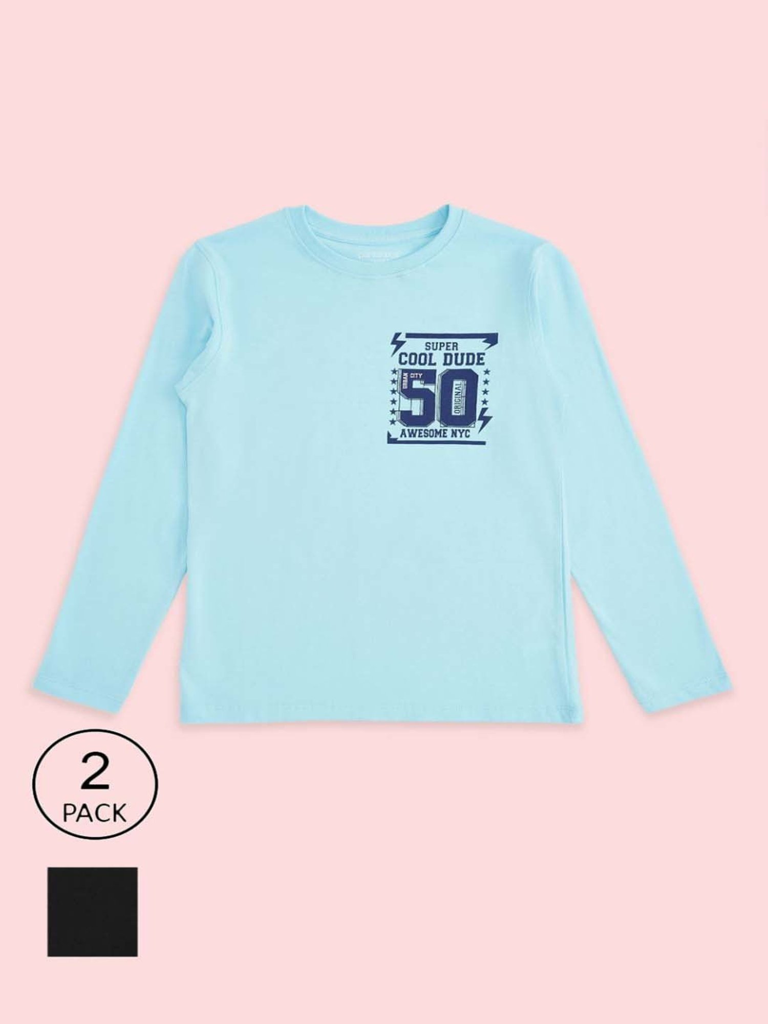 Pantaloons Baby Kids Black & Yellow Cotton Printed Full Sleeves T-Shirt