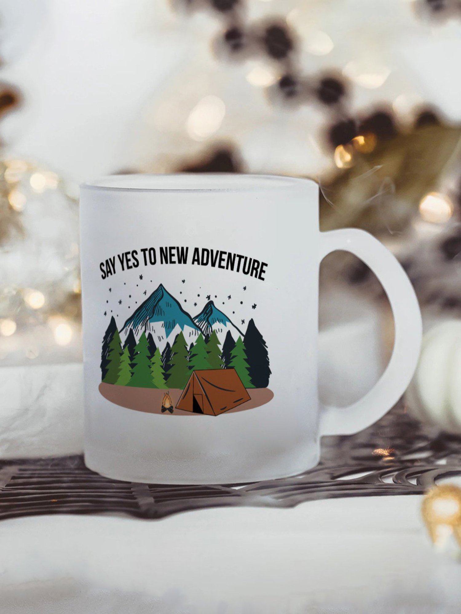 Gathari Aesthetic White Glass Frosted Coffee Mug