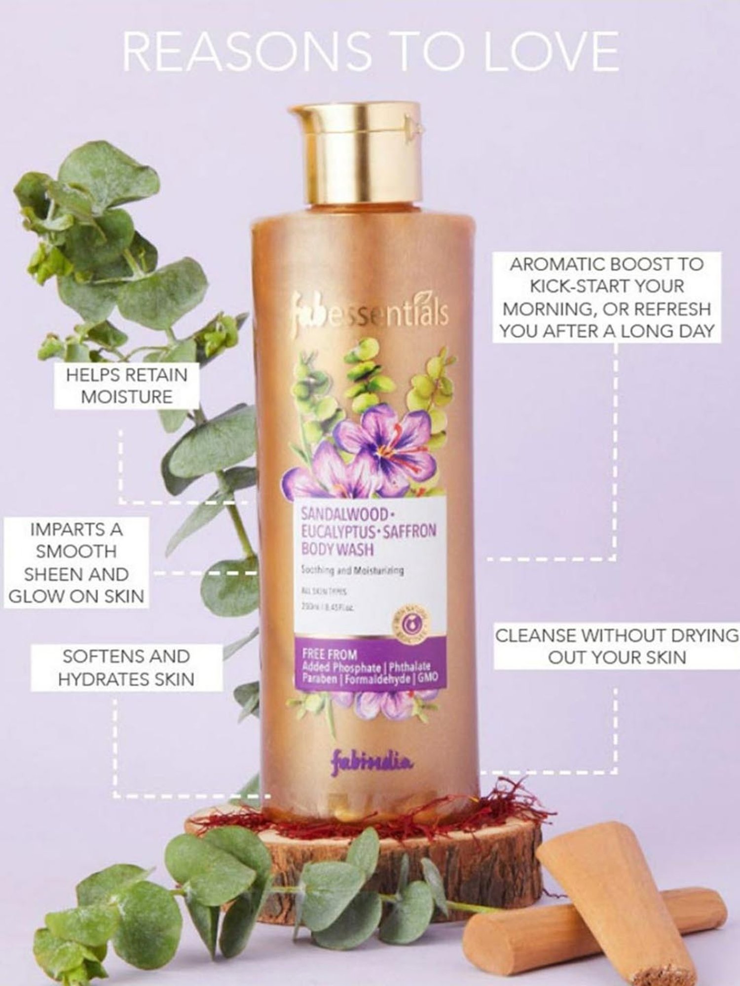 Fabessentials Sandalwood, Eucalyptus & Saffron Body Wash - 250 ml