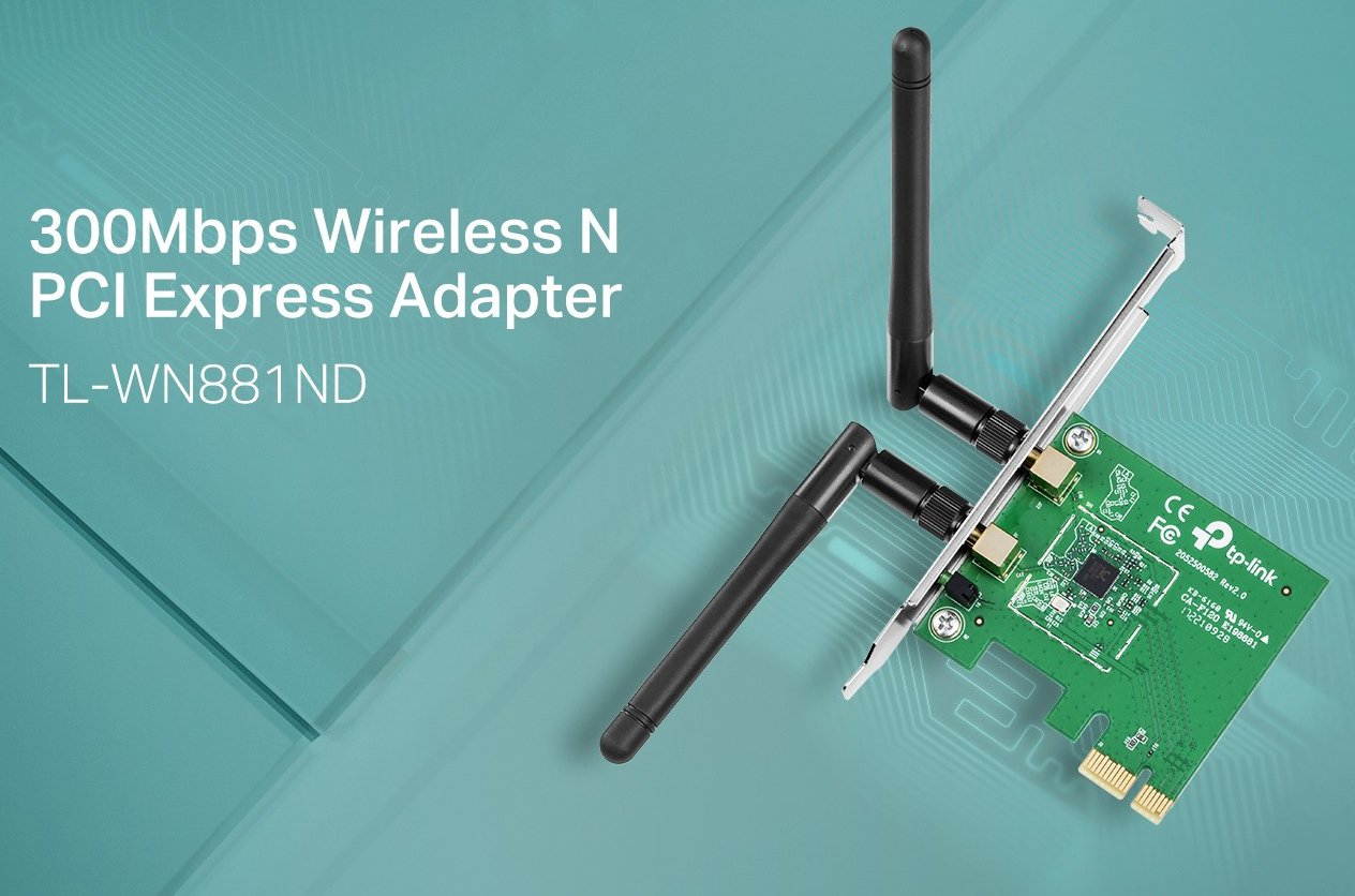 PCI Experss WiFi Adapter, TP-LINK Wireless N300 PCI Express Adapter, 2.4GHz 300 Mbps, w/ WPS Button, IEEE 802.1b/g/n, 64 / 128-bit WEP, WPA / WPA2, Plug & Play in Windows