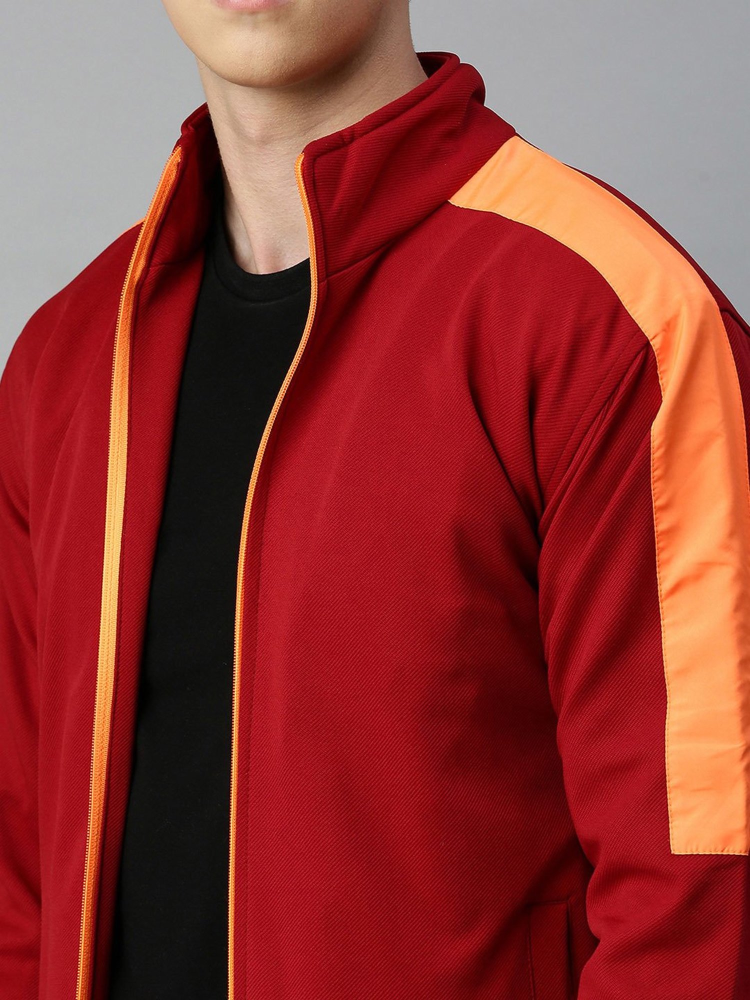 VOXATI Maroon Regular Fit High Neck Jacket