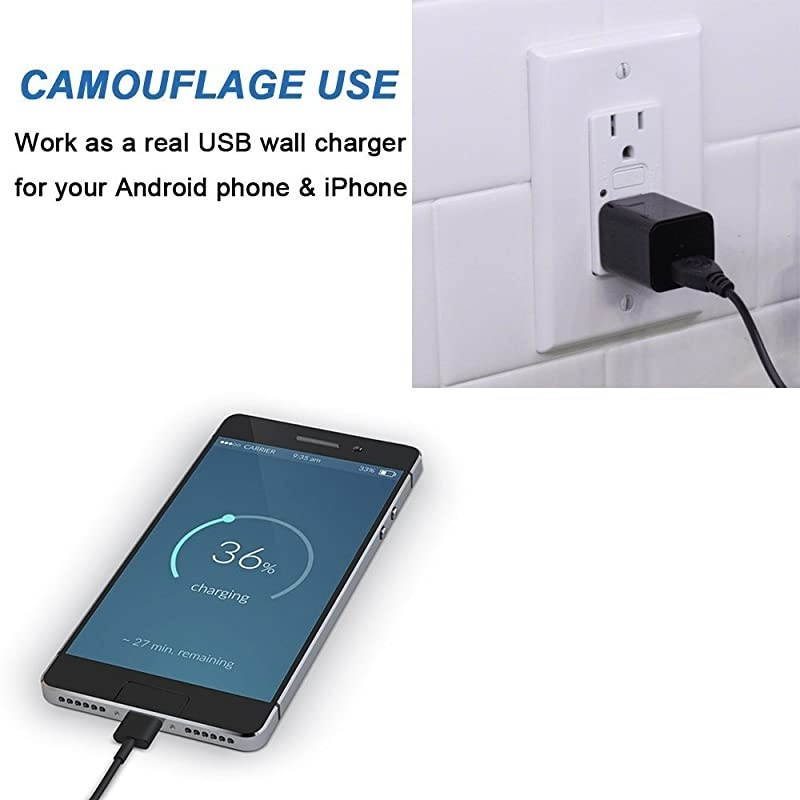 Charger Hidden Camera HD 1080P Motion Detection USB Wall Charger Camera Plug Camera Loop Recording Nanny Cam Home Security Camera Housekeeper