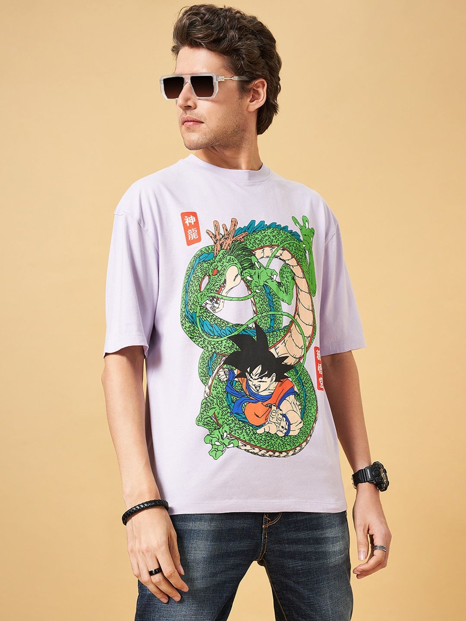 SF Jeans by Pantaloons Fair Orchid Cotton Regular Fit Printed T-Shirt