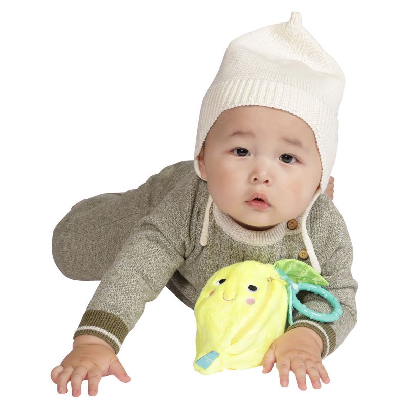 Manhattan Toy Mini-Apple Farm Lemon Baby Travel Toy with Rattle, Squeaker, Crinkle Fabric & Teether Clip-on Attachment