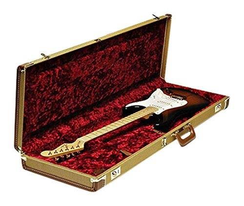 fender deluxe strat/tele case, tweed w/ red poodle plush interior