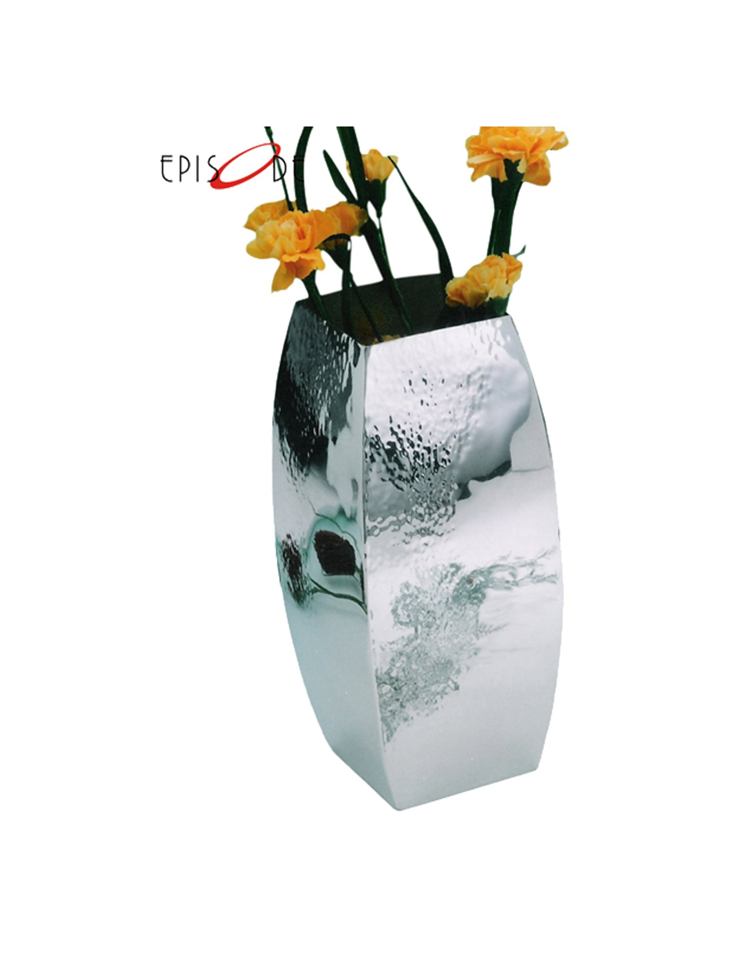 Episode Silver Plated Flower Vase Square Semi Hammered - Small
