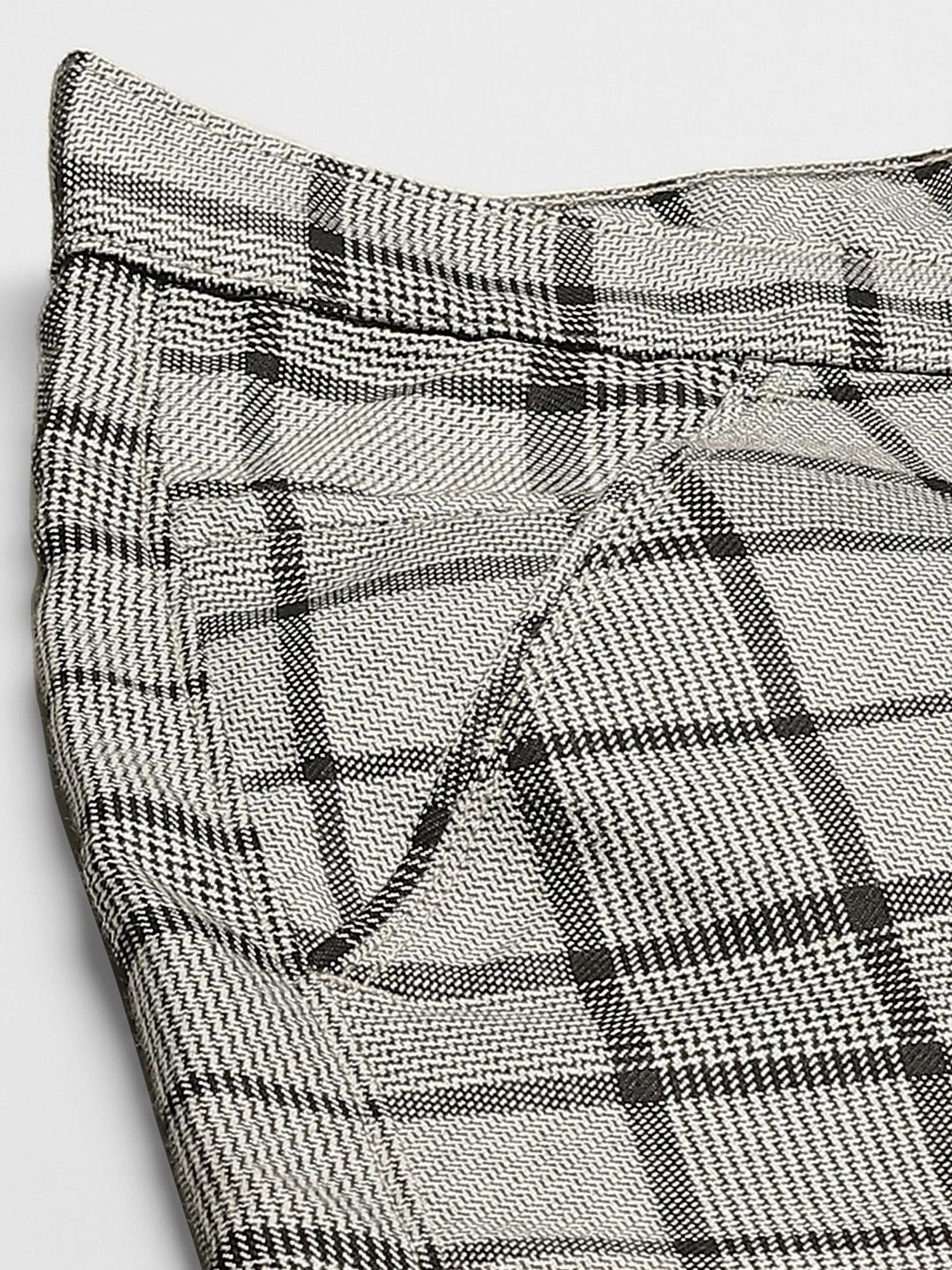 Sojanya Grey Cotton Regular Slim Fit Checks Flat Front Trousers
