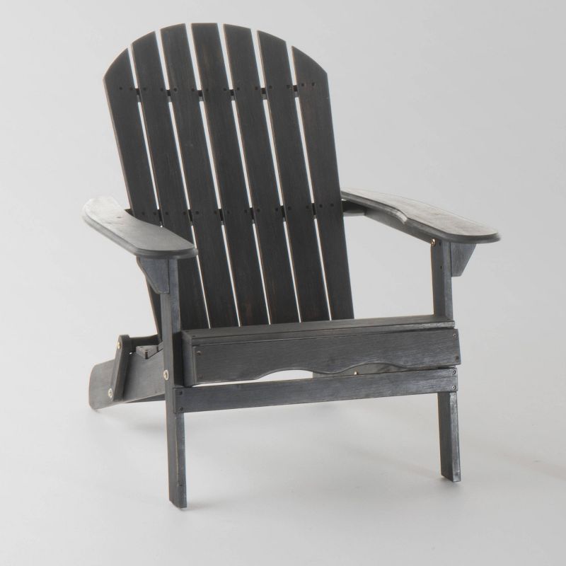 Marrion 5pc Acacia Wood Adirondack Chair and Fire Pit Set - Dark Gray/Natural Stone - Christopher Knight Home