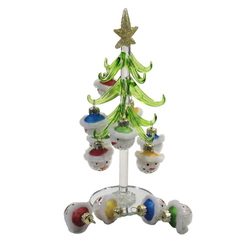Christmas 8.0" Tree With Snowman Ornaments Gold Star  -  Tree Ornaments