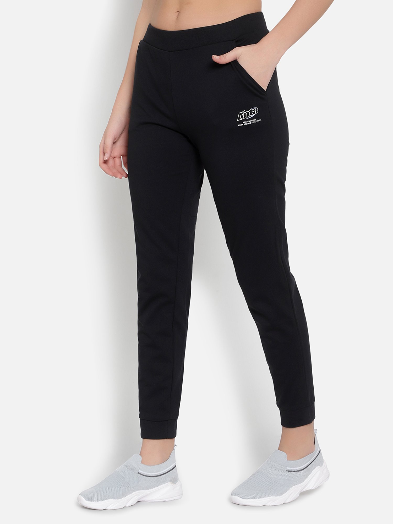 Anta Black Mid Rise Joggers
