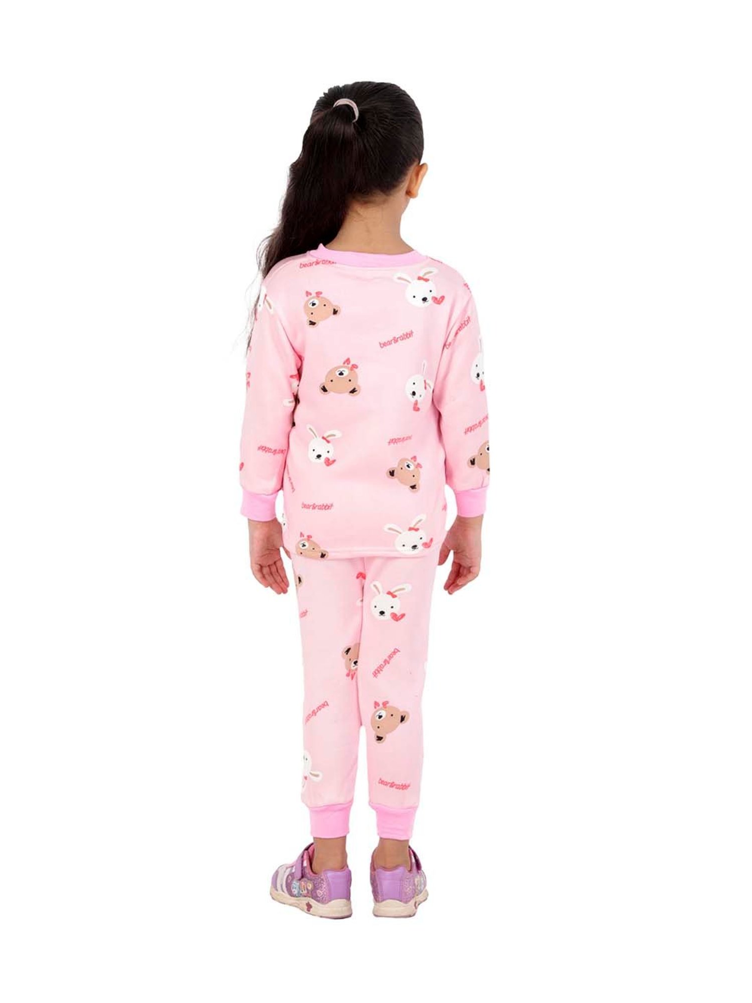 Ahhaaaa Kids Pink Printed Sweatshirt with Joggers