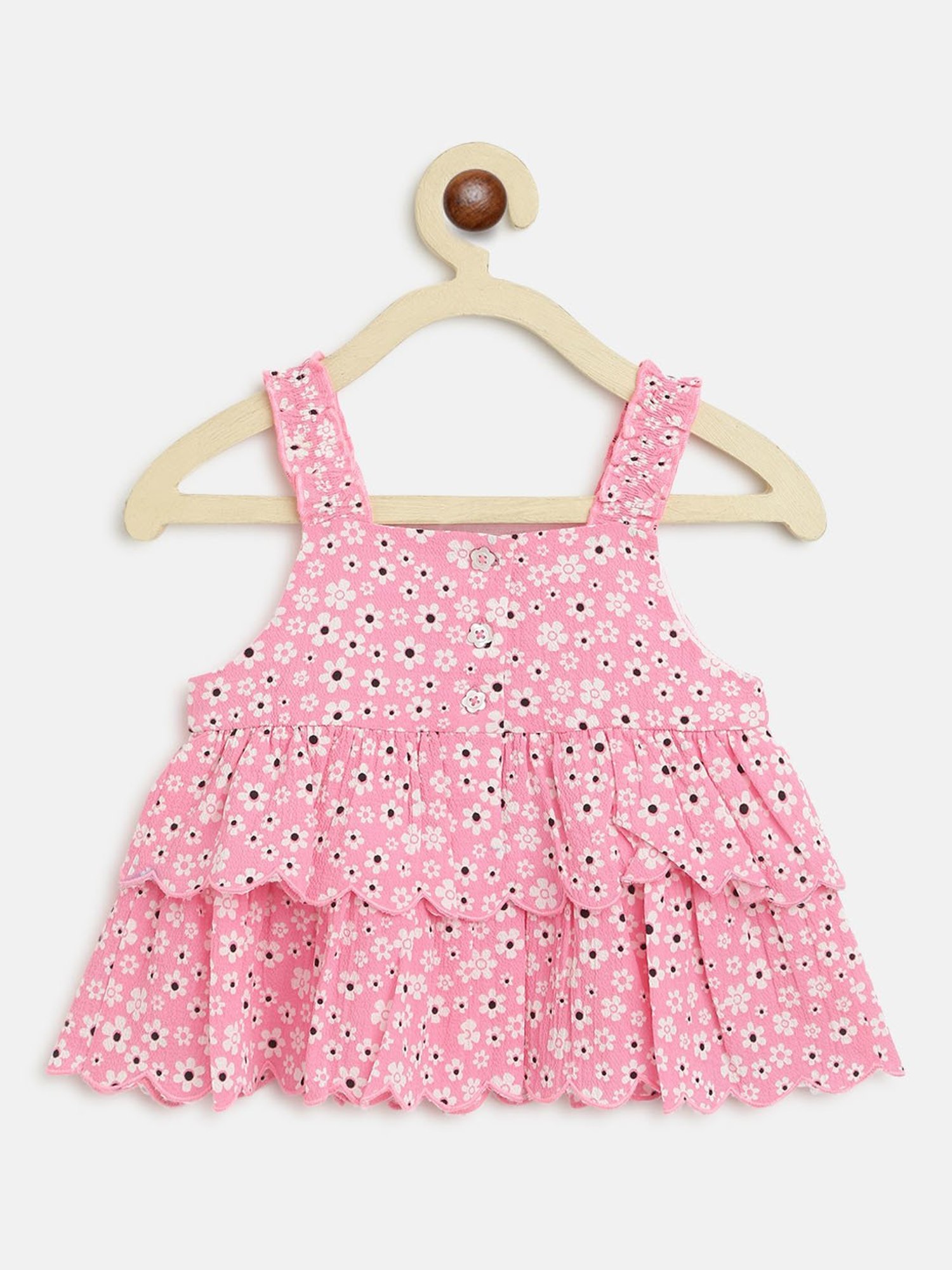 Nauti Nati Kids Pink & White Floral Print Top with Shorts