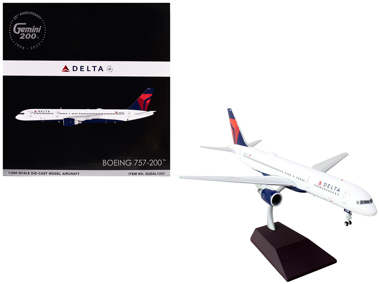 Boeing 757-200 Commercial Aircraft "Delta Air Lines" (N683DA) White with Red and Blue Tail "Gemini 200" Series 1/200 Diecast Model Airplane by GeminiJets