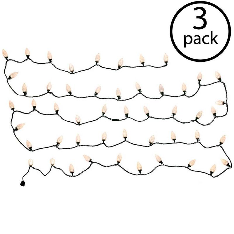 Home Heritage 25' 50 Bulb Count C9 White Christmas Green Wire LED Lights (3 Pk)