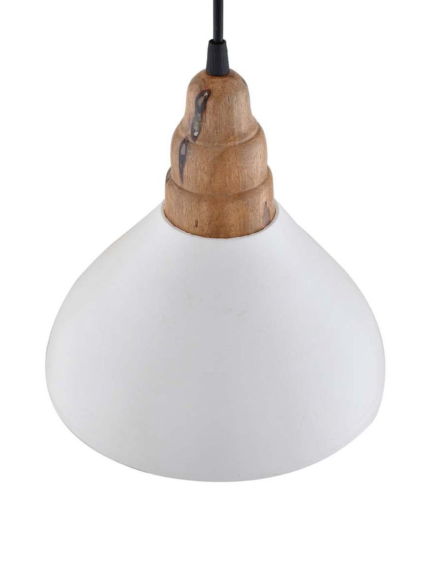 Homesake White Cubist Crown Shaped Lamp with Wooden Holder - Set of 1