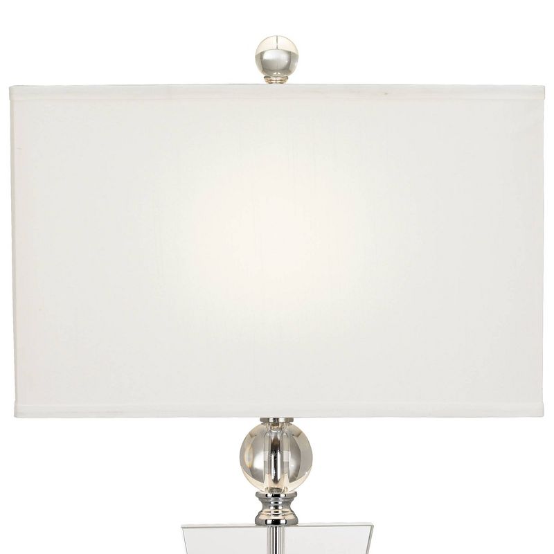 Vienna Full Spectrum Modern Table Lamps Set of 2 Art Deco Crystal Trophy Off White Rectangular Shade for Living Room Bedroom