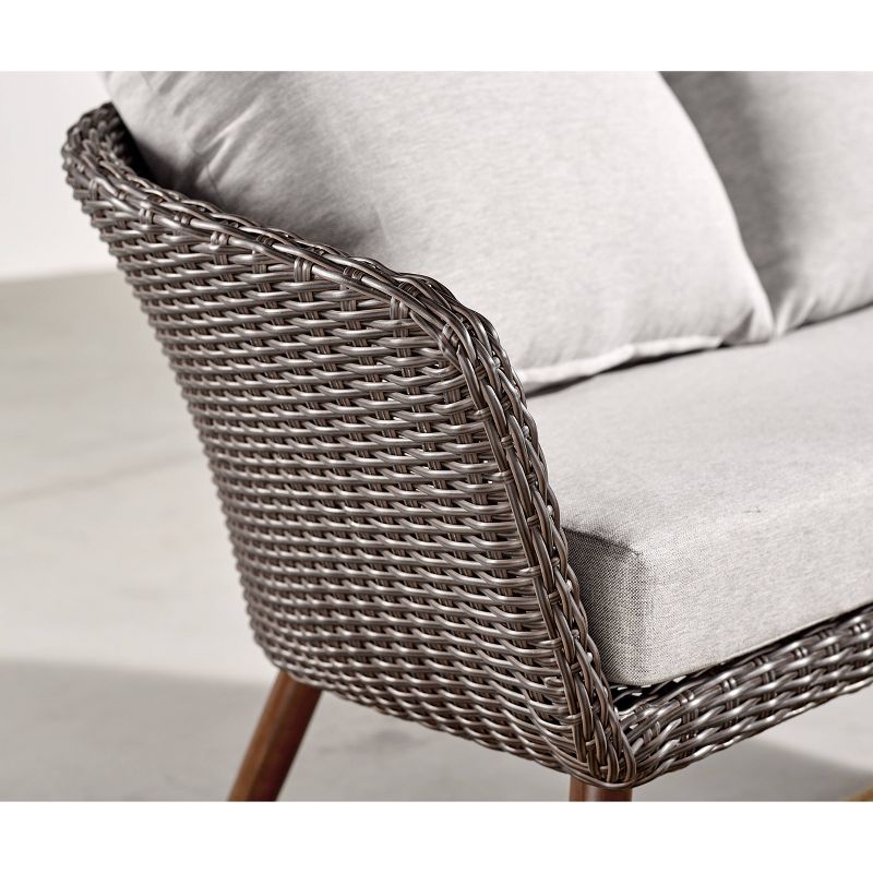 2pk All-Weather Wicker Athens Outdoor Chairs with Cushions Brown - Alaterre Furniture