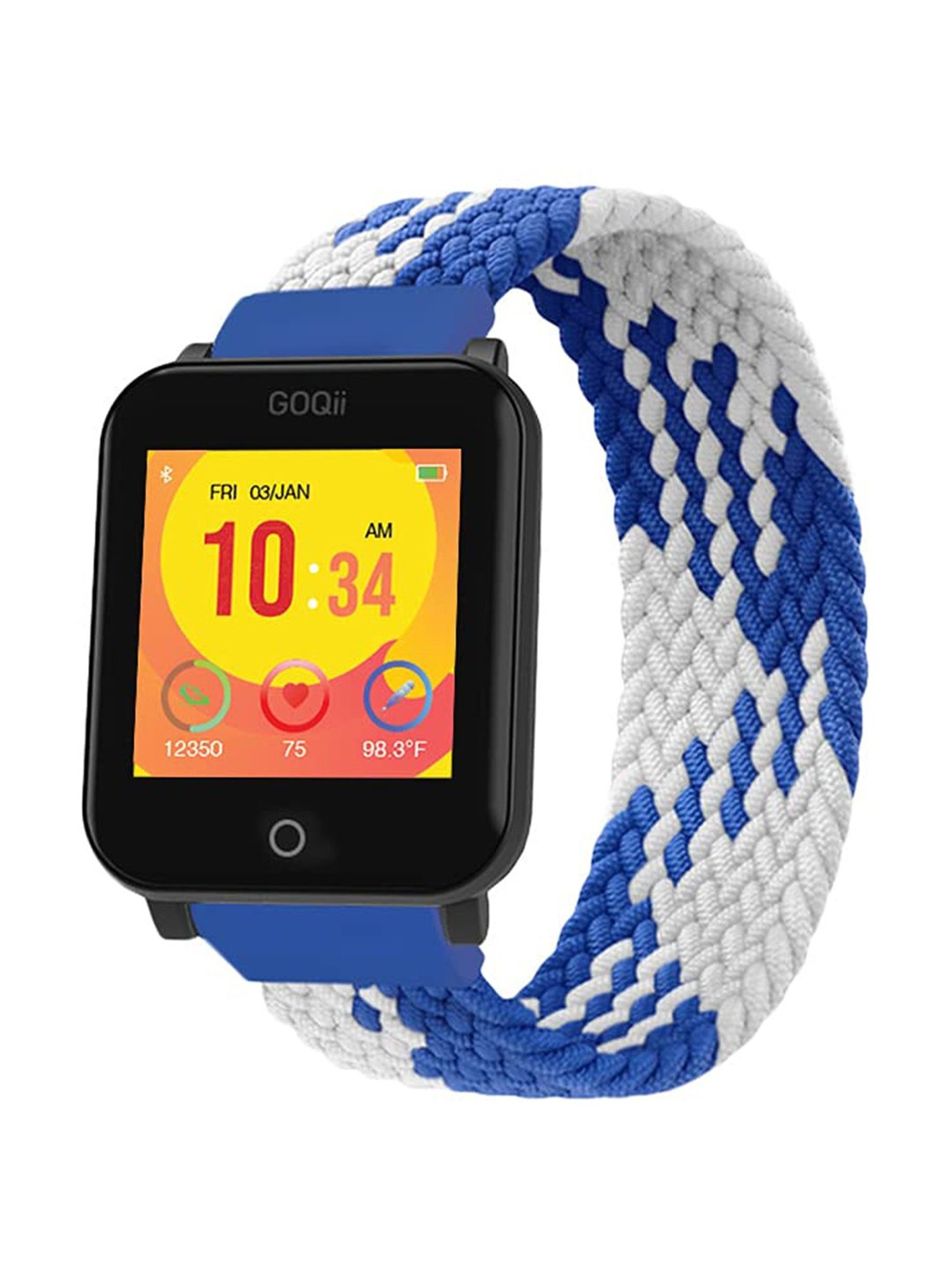 GOQii Smart Vital Junior for Kids Fitness with 3 Months Health Coaching Smartwatch (Blue & White)