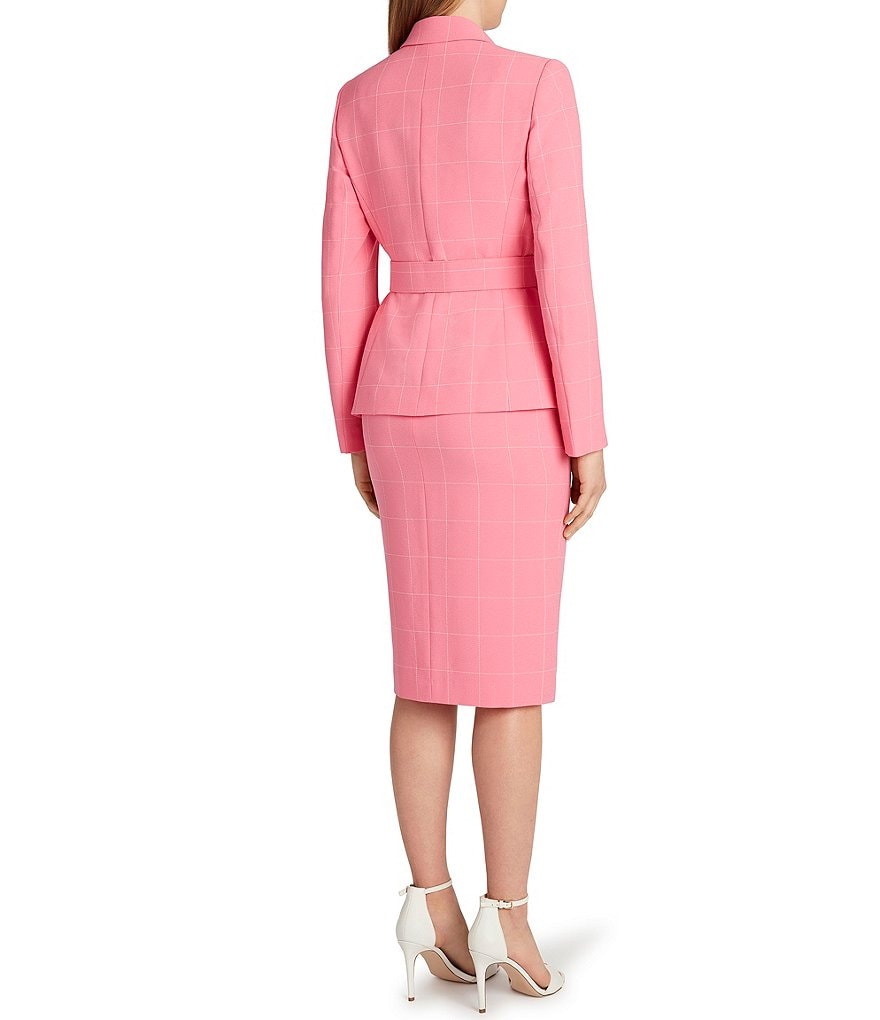 Tahari ASL Long Sleeve Belted Asymmetrical Jacket 2-Piece Skirt Suit