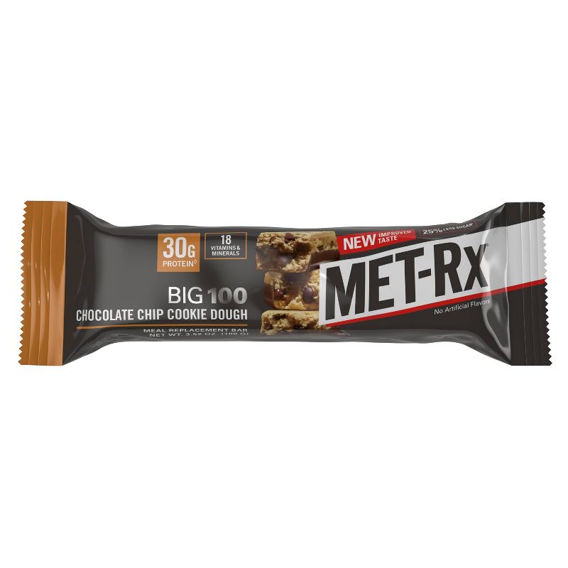 MET-Rx Big 100 Meal Replacement Bar - Chocolate Chip Cookie Dough - 9ct