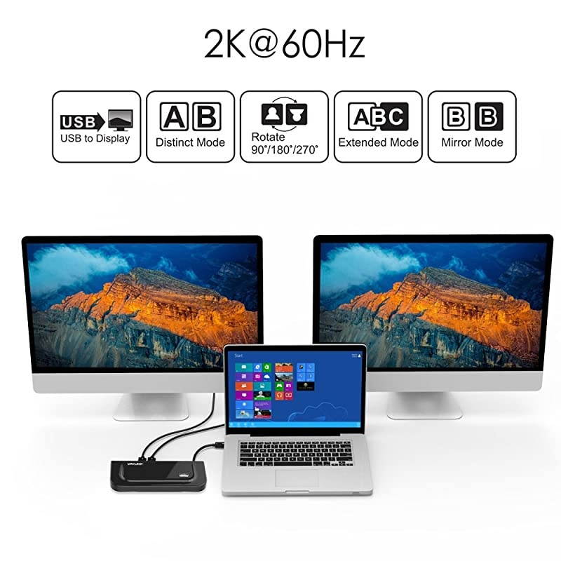 USB 3.0 Universal Docking Station Dual Video Monitor Display DVI HDMI VGA Gigabit Ethernet, Audio, 6 USB Ports for Laptop, Ultrabook and PCs