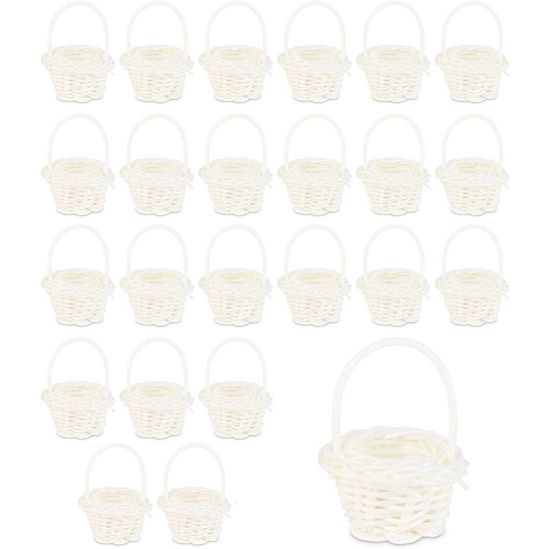 Juvale 24 Pack White Mini Woven Baskets with Handles (1.75 x 2.5 in)