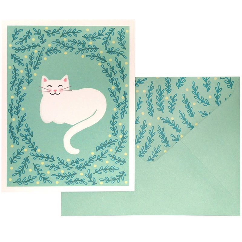 Green Inspired 10ct Happy Cat Blank Cards