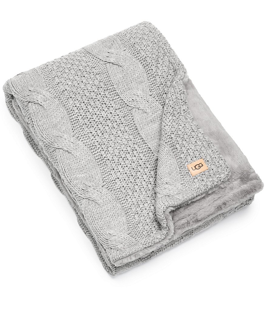 UGG Erie Cable Knit Faux Fur Throw