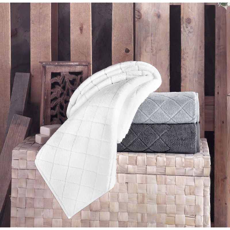 2pc Gracious Turkish Cotton Bath Towel Set Silver - Enchante Home